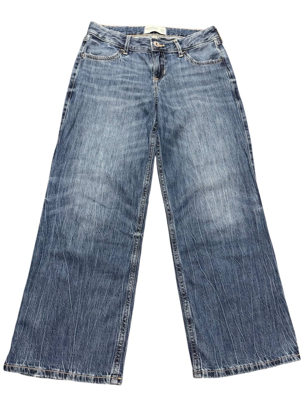 abercrombie kids low rise baggy jeans medium wash size 11/12 short